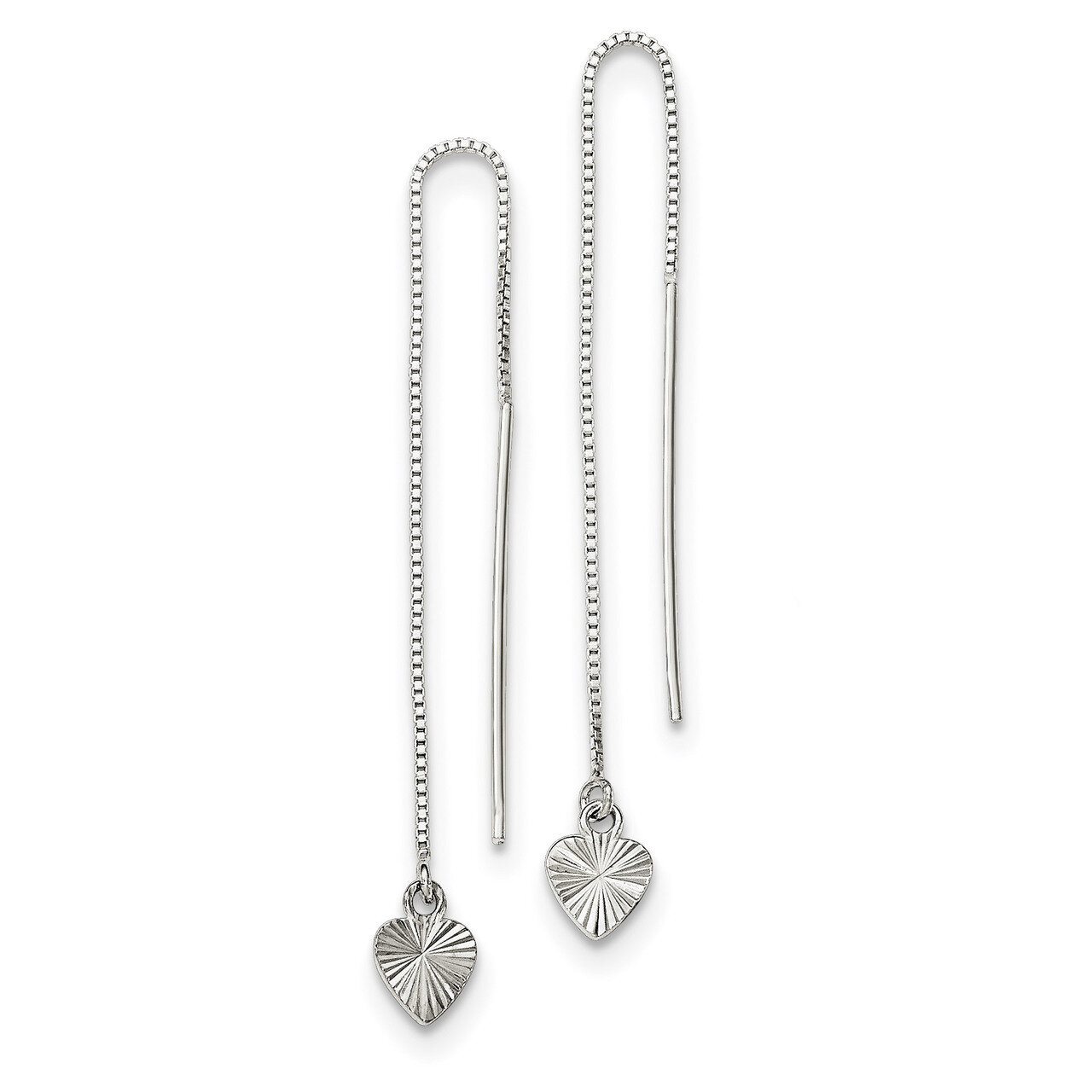 Diamond-cut Dangle Heart Post Earrings Sterling Silver Polished QE11882, MPN: QE11882, 191101229718