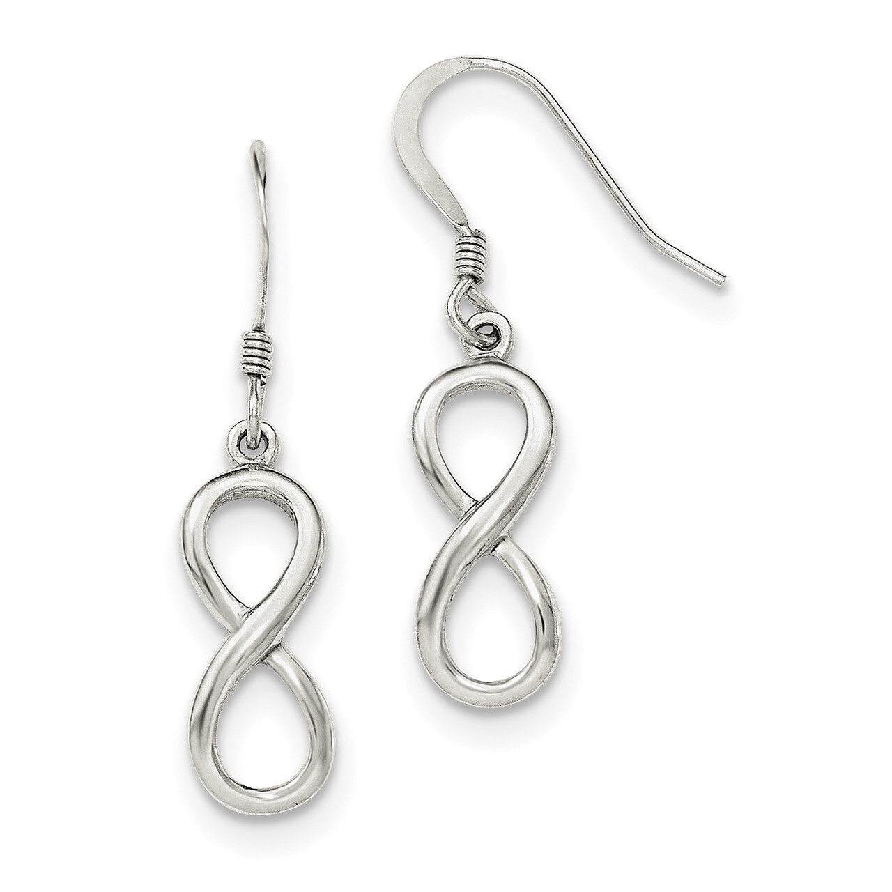 Infinity Symbol Shepherd Hook Earrings Sterling Silver Polished QE11937, MPN: QE11937, 886774760926