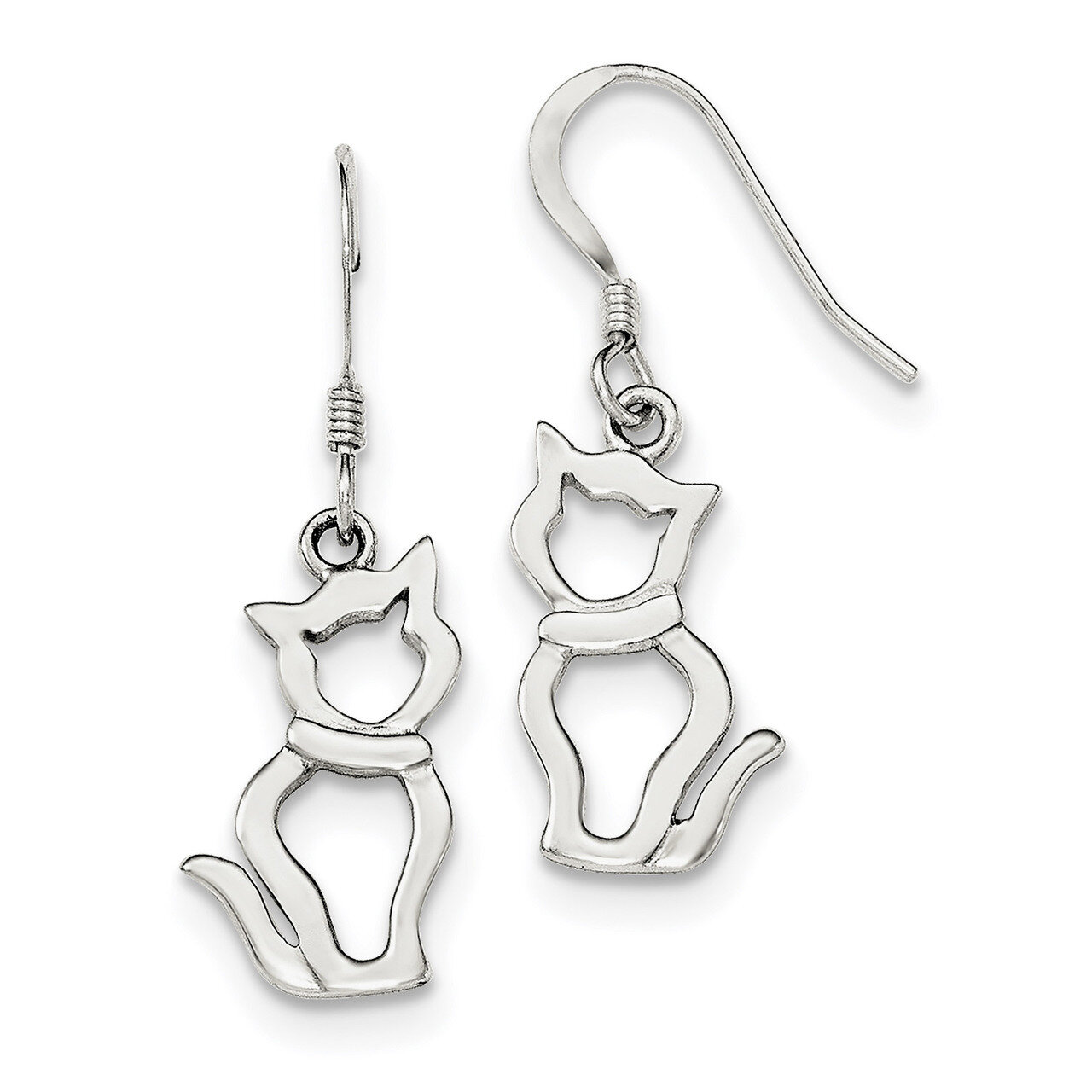 Cat Shepherd Hook Earrings Sterling Silver Polished QE11947, MPN: QE11947, 886774760896