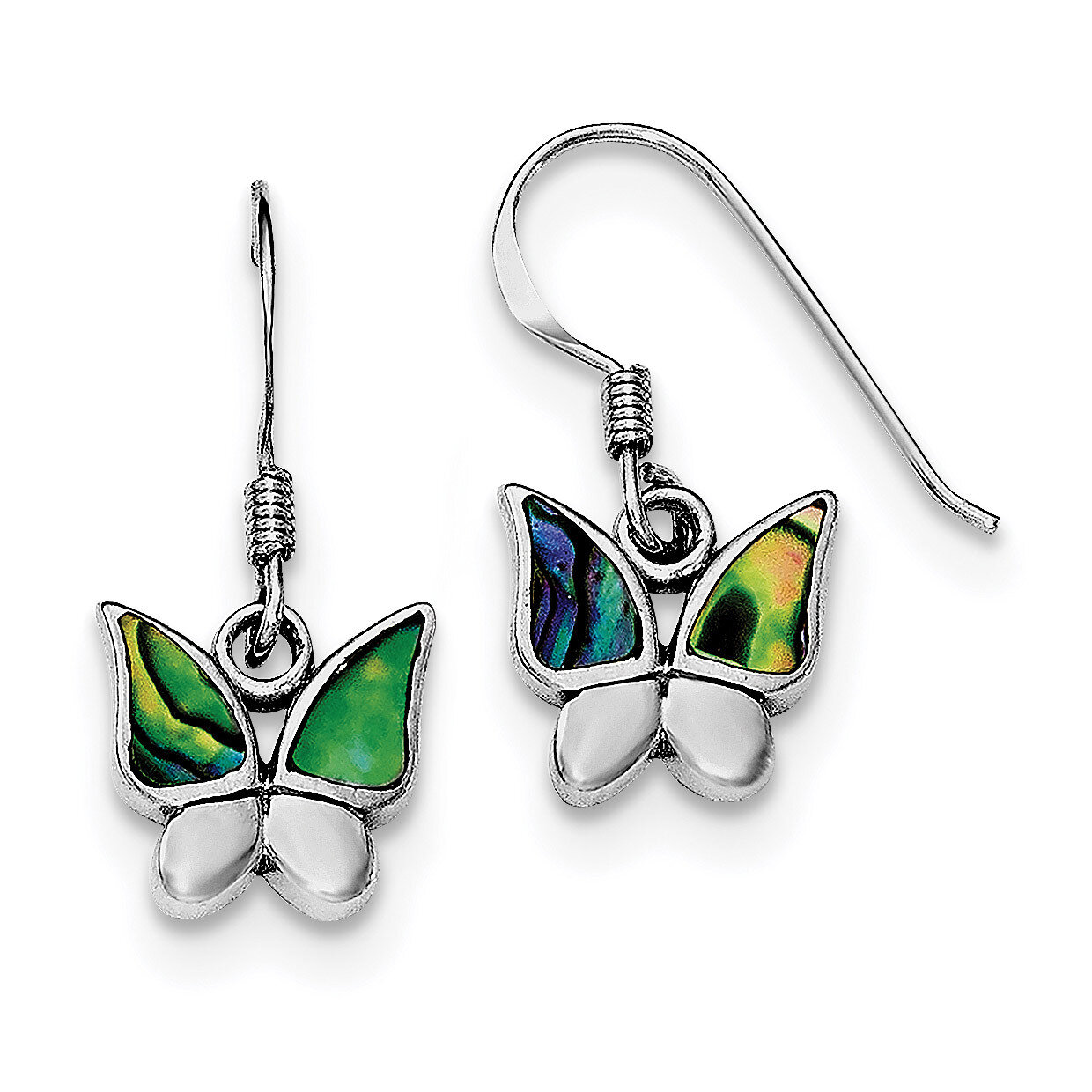 Abalone Butterfly Earrings Sterling Silver Rhodium-plated Polished QE11955, MPN: QE11955, 191101231…