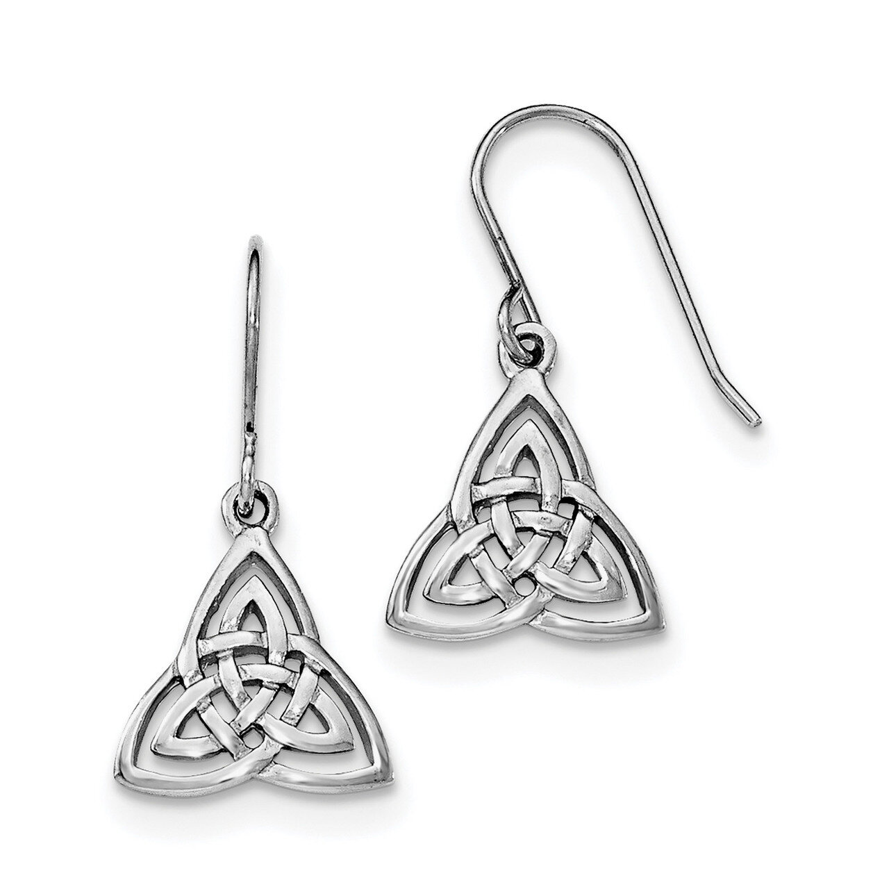 Celtic Knot Shepherd Hook Earrings Sterling Silver Rhodium-plated Polished QE11975