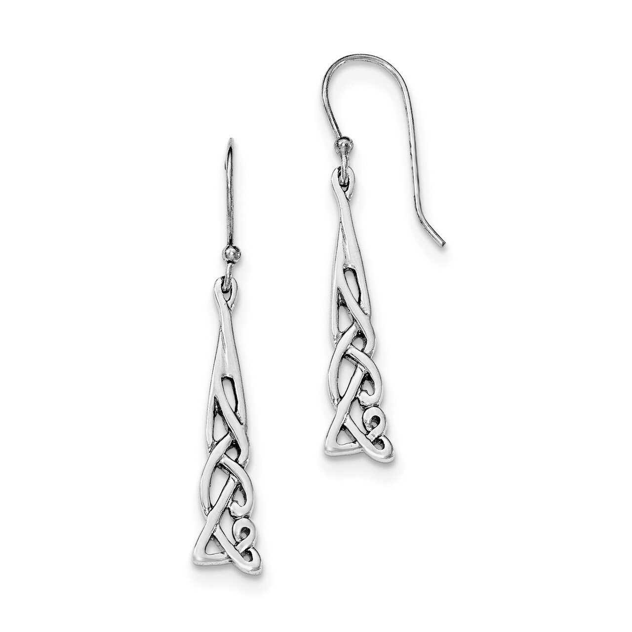 Celtic Shepherd Hook Earrings Sterling Silver Rhodium-plated Polished QE11977, MPN: QE11977, 886774…