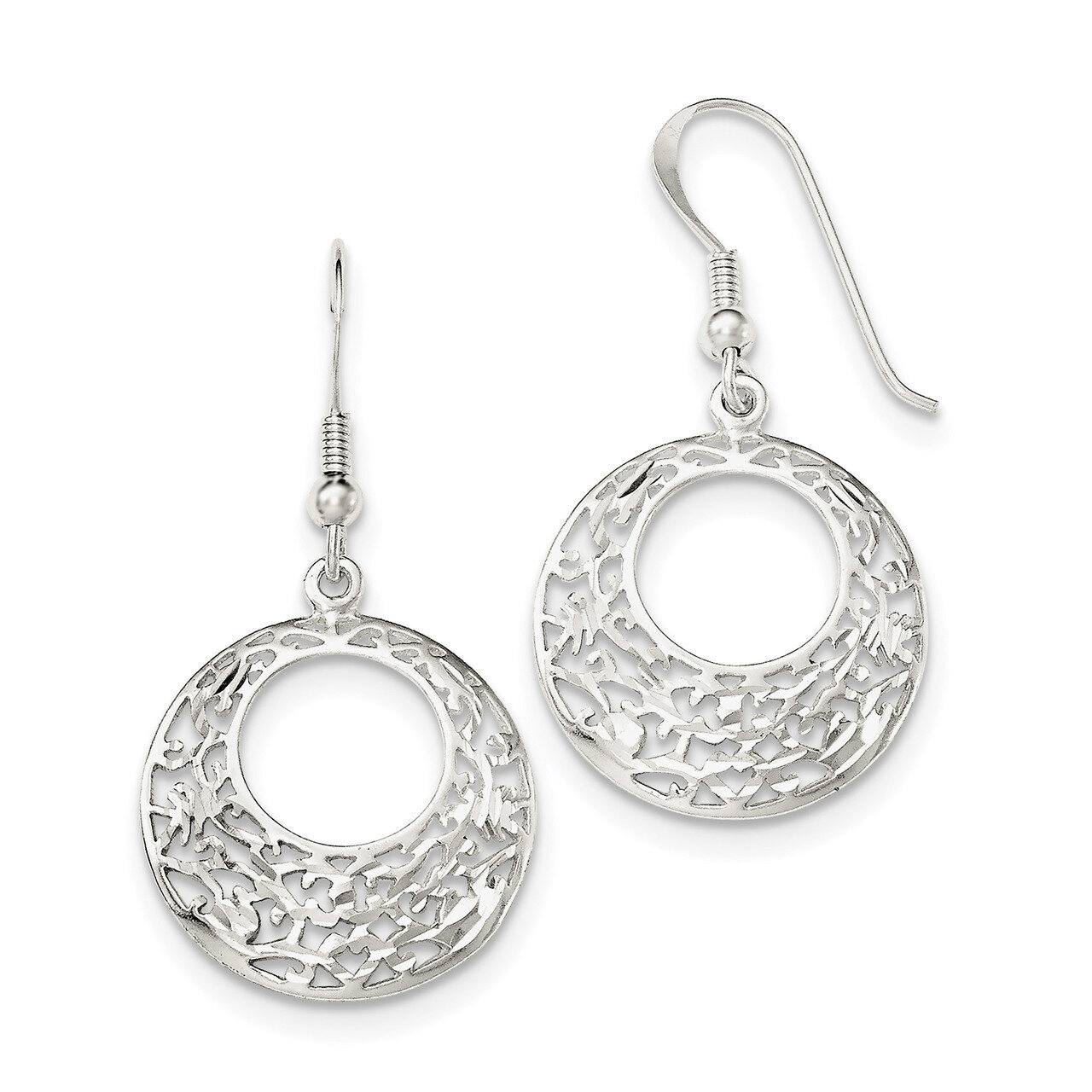 Diamond-cut Shepherd Hook Earrings Sterling Silver QE11992, MPN: QE11992, 191101228797