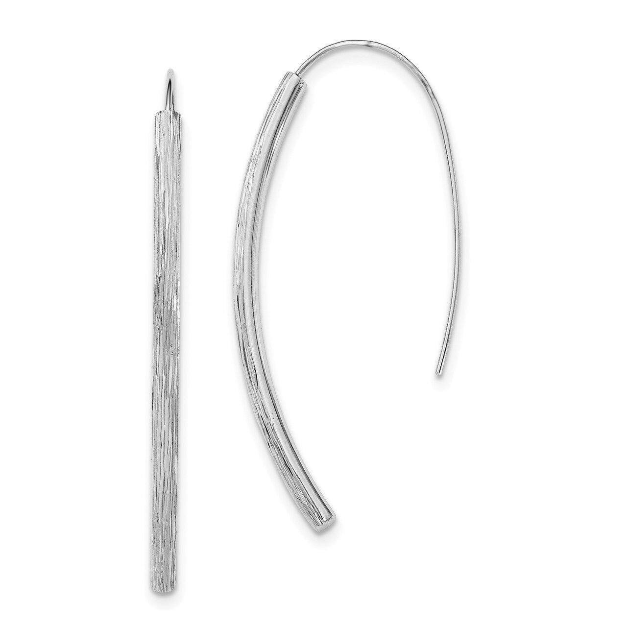 Textured Dangle Earrings Sterling Silver Rhodium-plated Polished QE12065, MPN: QE12065, 191101229176