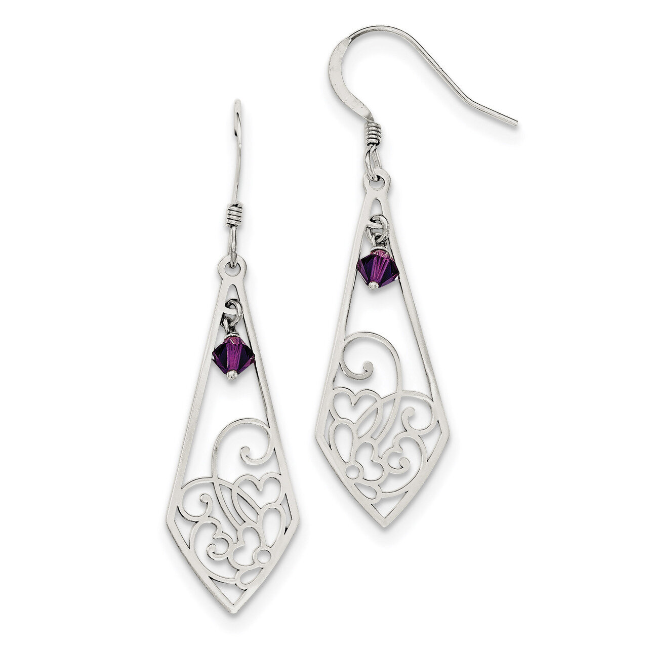 Amethyst Shepherd Hook Earrings Sterling Silver Polished QE12109, MPN: QE12109, 191101230554