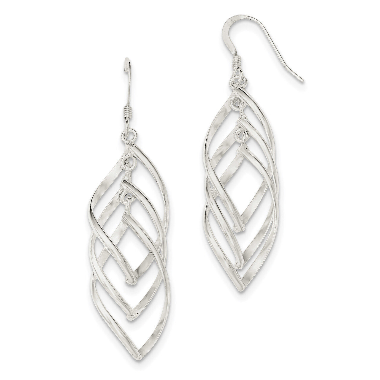 Dangle Shepherd Hook Earrings Sterling Silver Polished QE12117, MPN: QE12117, 191101228537