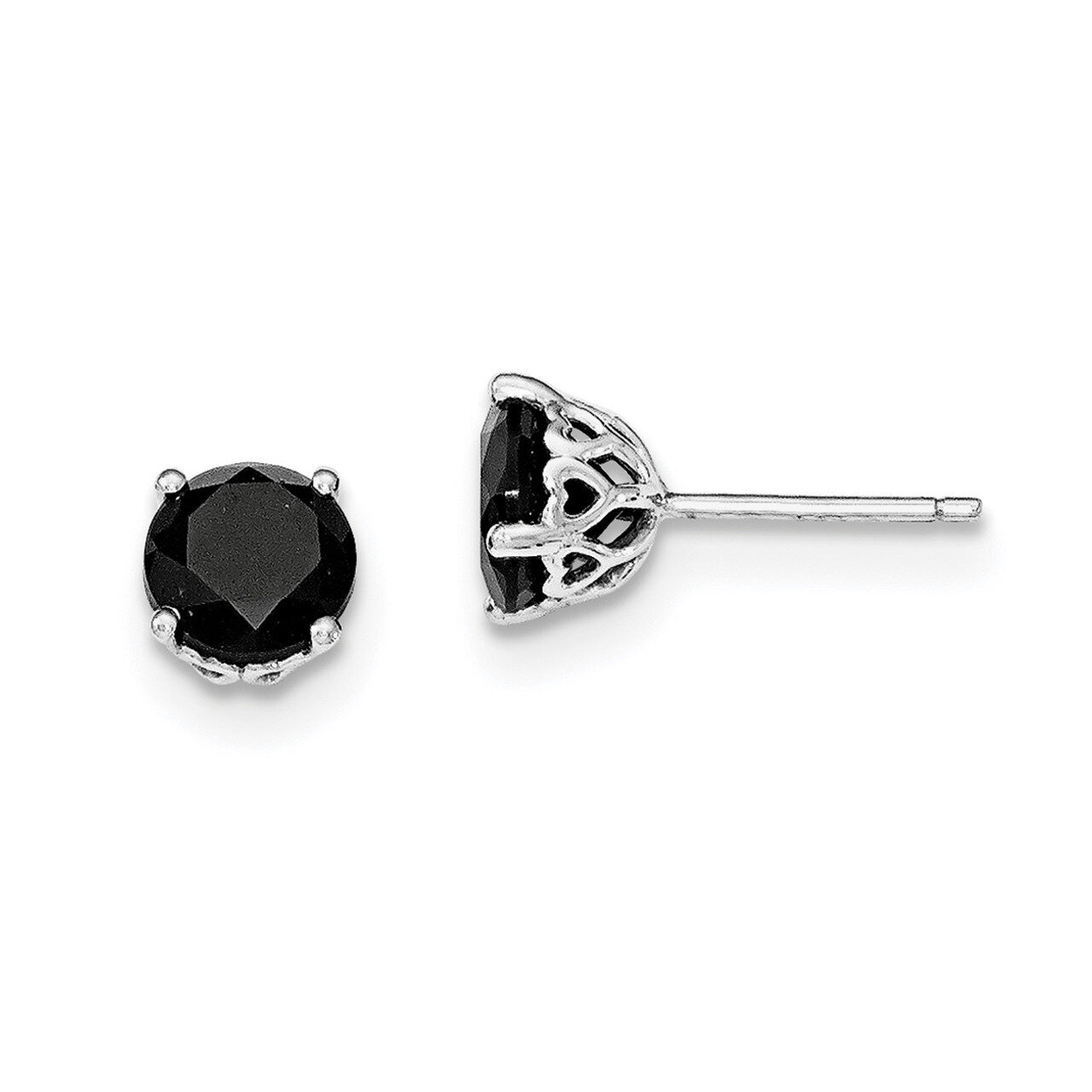 Black Sapphire Post Earrings Sterling Silver Rhodium-plated QE12151, MPN: QE12151, 191101077289