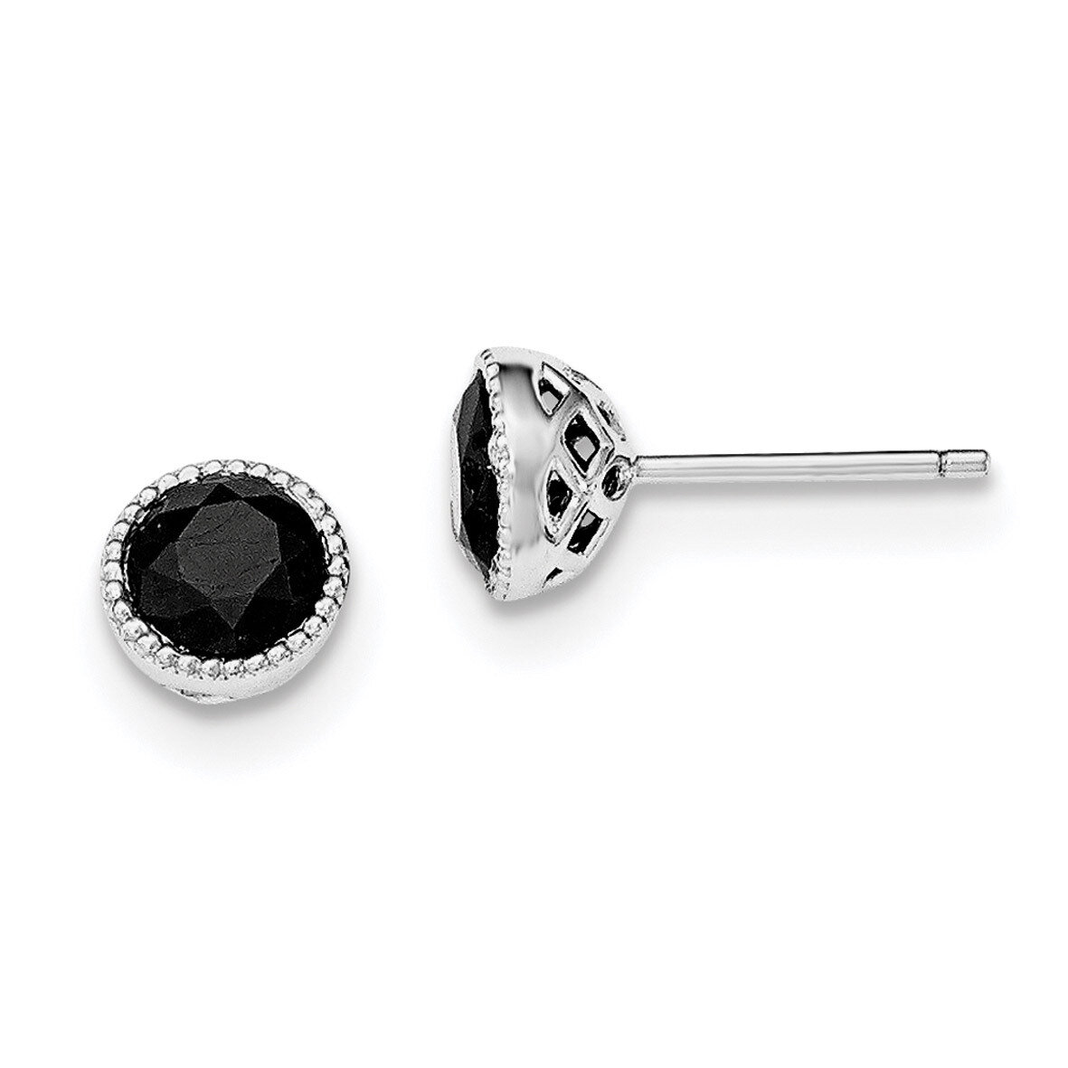 Black Sapphire Post Earrings Sterling Silver Rhodium-plated QE12154, MPN: QE12154, 191101038860