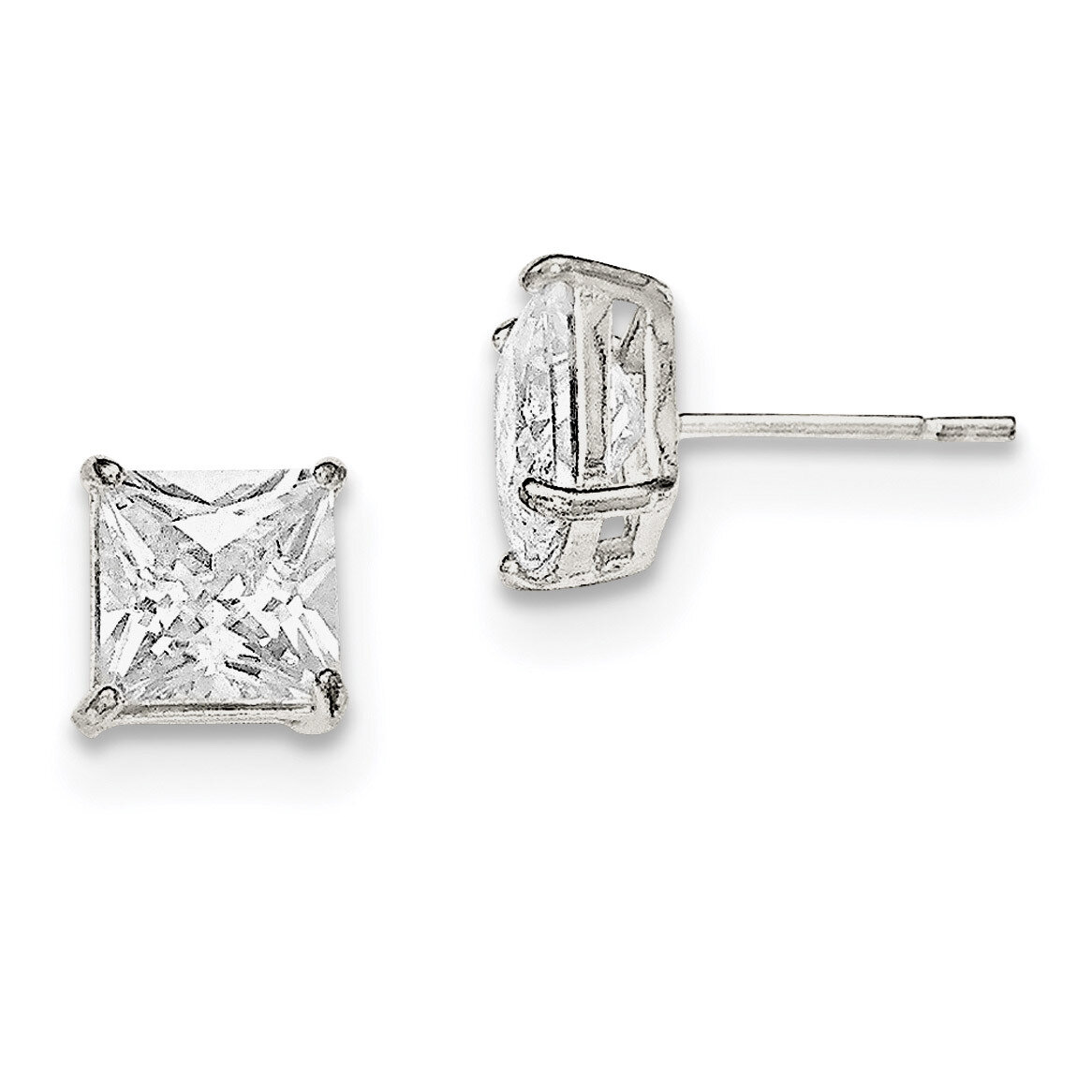 CZ Diamond Post Earrings Sterling Silver Polished QE12175, MPN: QE12175, 883957779607