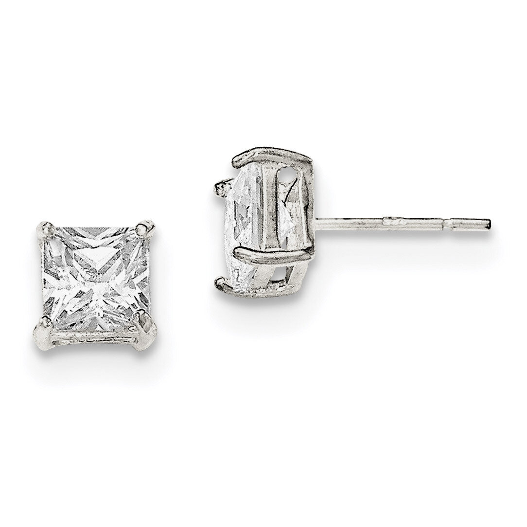 CZ Diamond Post Earrings Sterling Silver Polished QE12176, MPN: QE12176, 883957779614