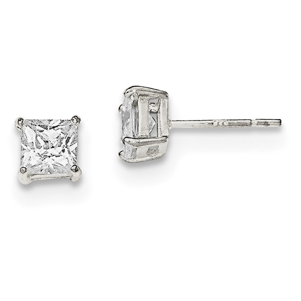 CZ Diamond Post Earrings Sterling Silver Polished QE12177, MPN: QE12177, 883957779621