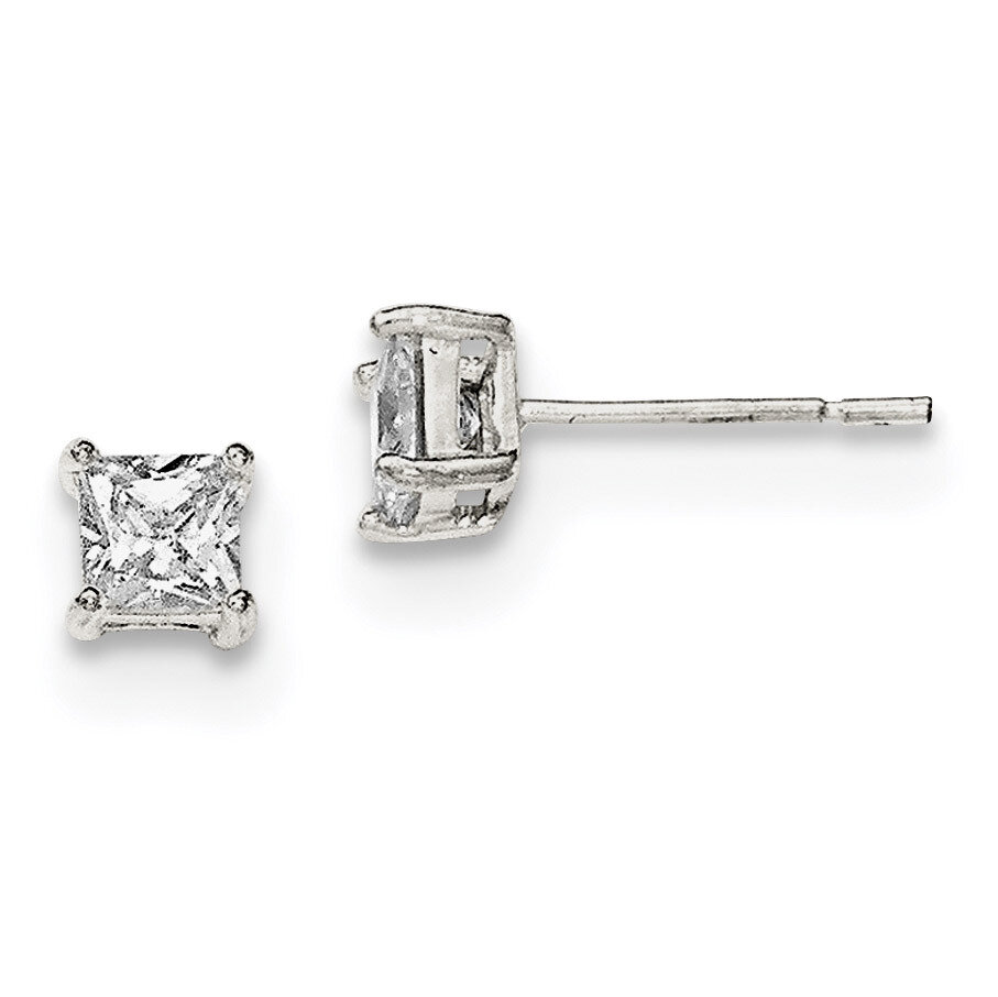 CZ Diamond Post Earrings Sterling Silver Polished QE12178, MPN: QE12178, 883957780290