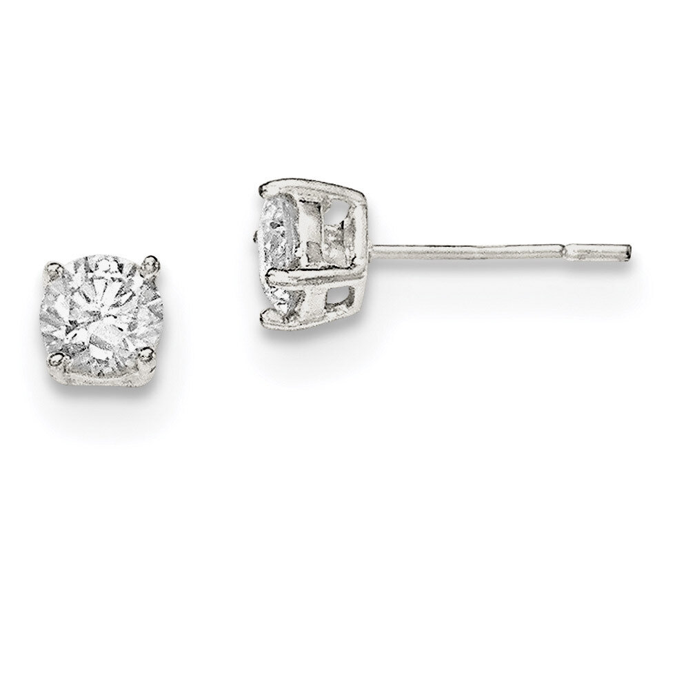 CZ Diamond Post Earrings Sterling Silver Polished QE12181, MPN: QE12181, 883957780443