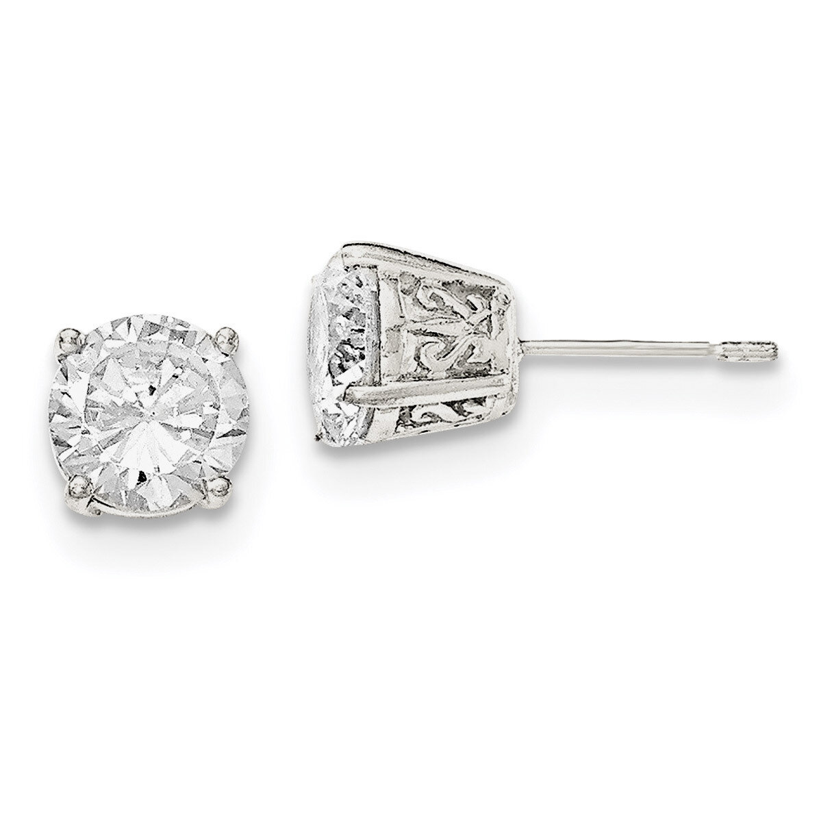CZ Diamond Post Earrings Sterling Silver QE12190, MPN: QE12190, 883957804323