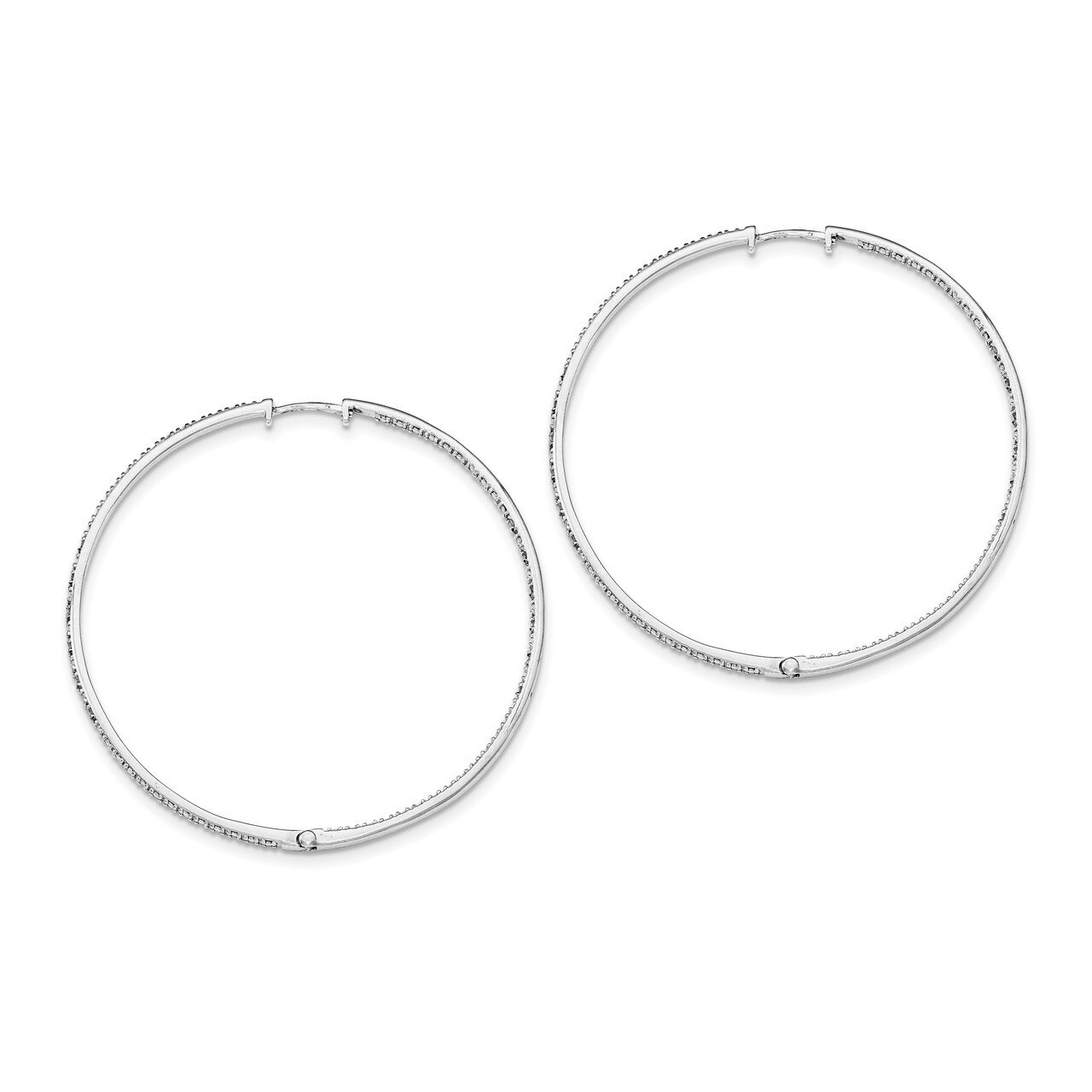 Diamond In &amp; Out Hoop Earrings Sterling Silver Rhodium-plated QE12248, MPN: QE12248, 191101487538