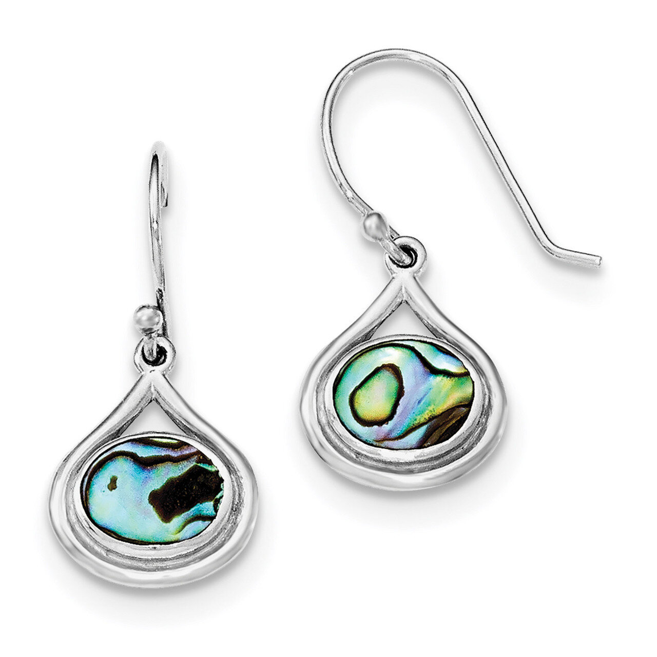 Abalone Shepherd Hook Earrings Sterling Silver Rhodium-plated QE12351