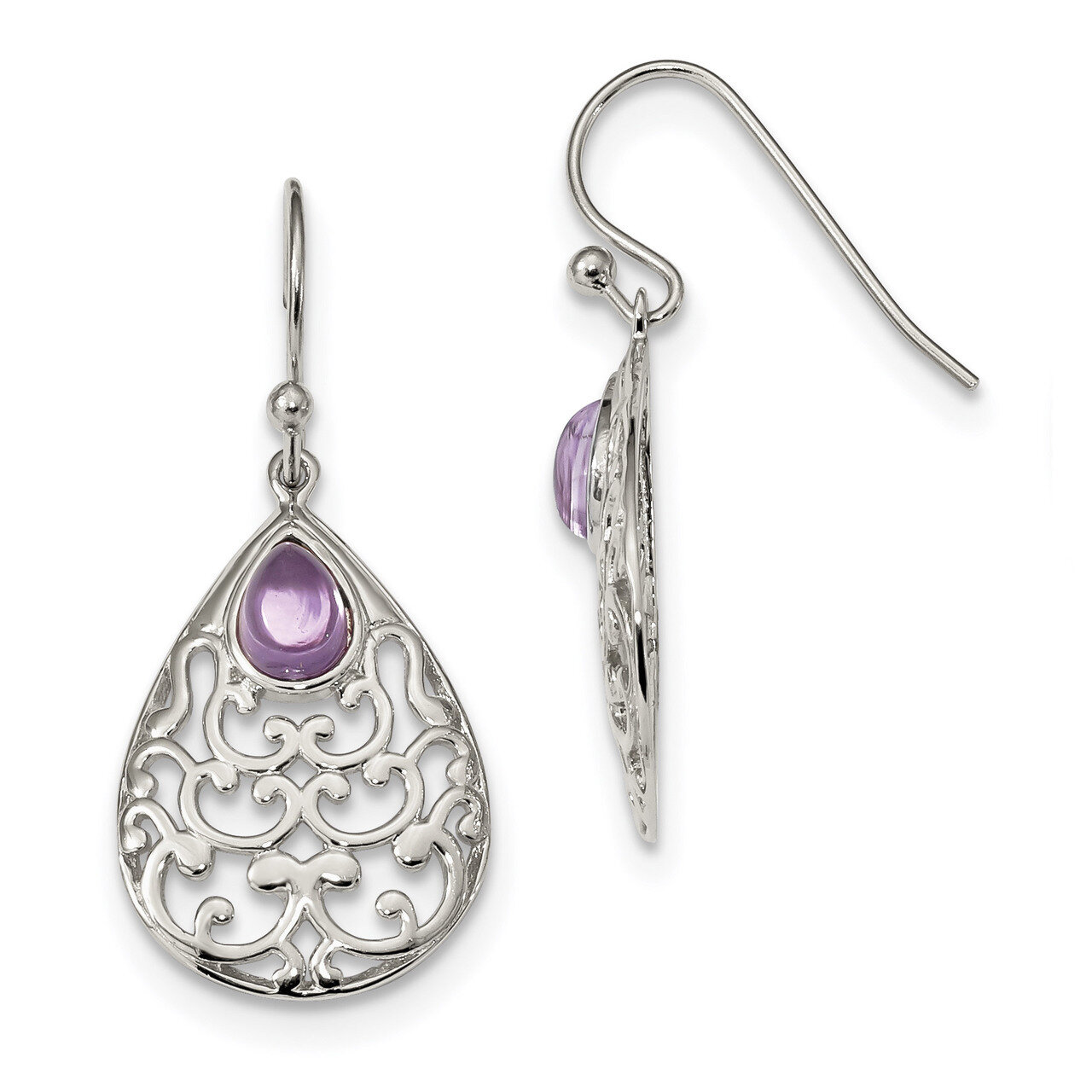 Amethyst Teardrop Shepherd Hook Earrings Sterling Silver QE12569, MPN: QE12569, 191101844096