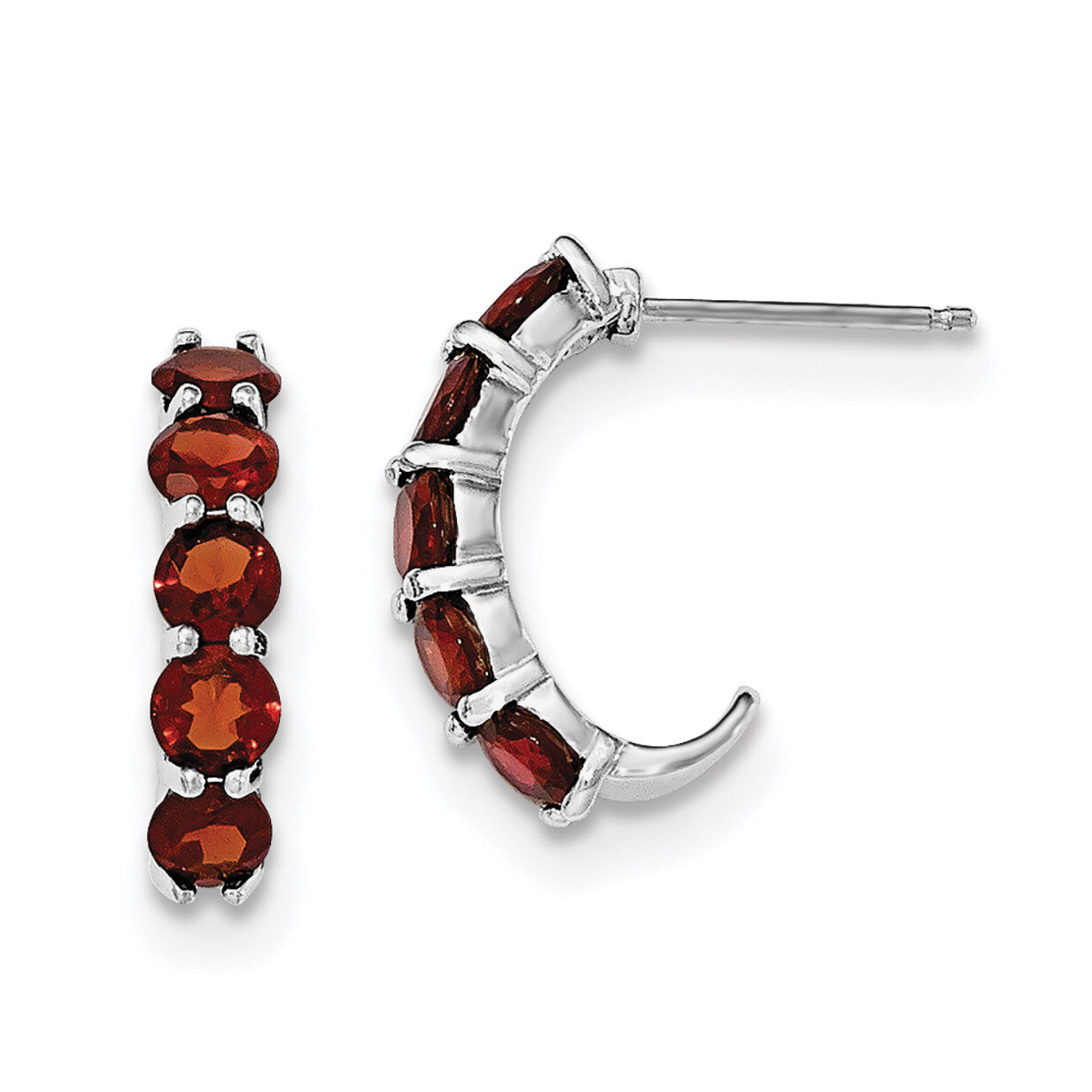 Garnet J-Hoop Earrings Sterling Silver Rhodium-plated QE12614GA, MPN: QE12614GA, 191101038907