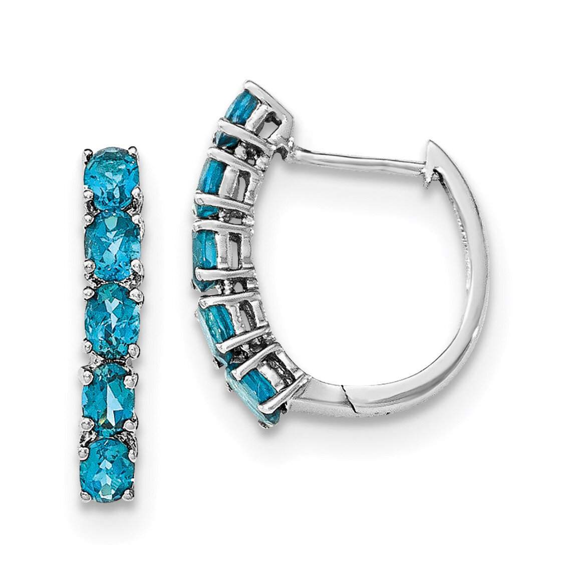 London Blue Topaz Hinged Hoop Earrings Sterling Silver Rhodium Polished QE12619BT, MPN: QE12619BT, …