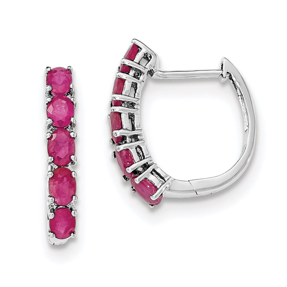 Ruby Hinged Hoop Earrings Sterling Silver Rhodium-plated Polished QE12619R, MPN: QE12619R, 88677467…