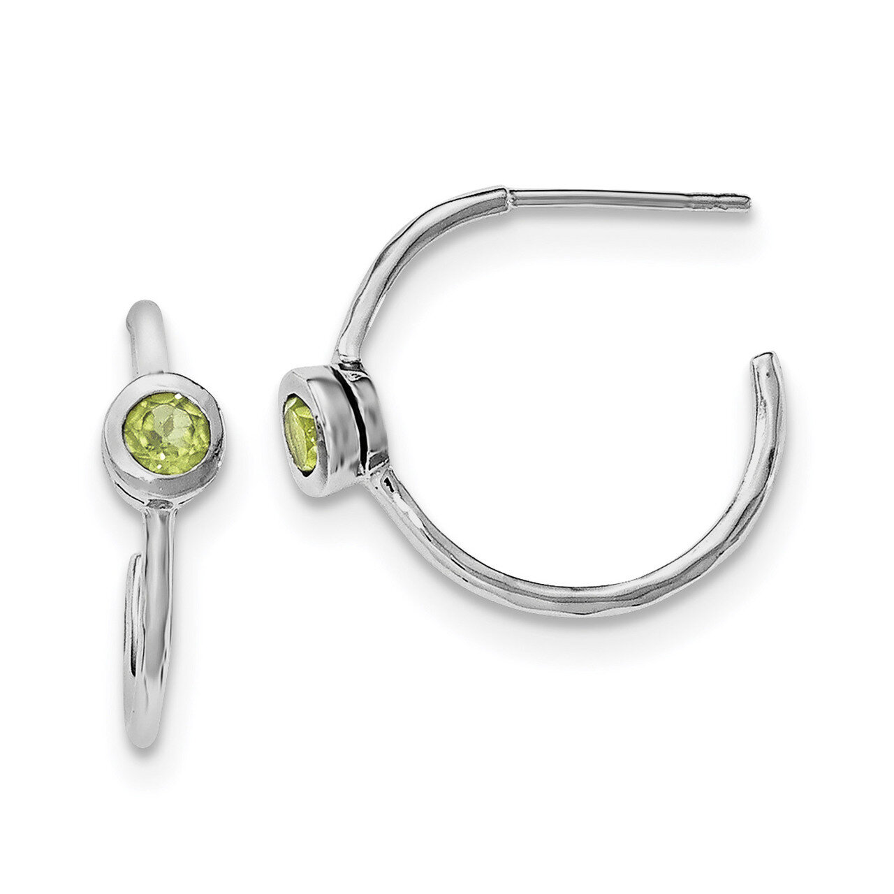 Peridot Post Hoop Earrings Sterling Silver Rhodium-plated QE12623PE, MPN: QE12623PE, 191101077364