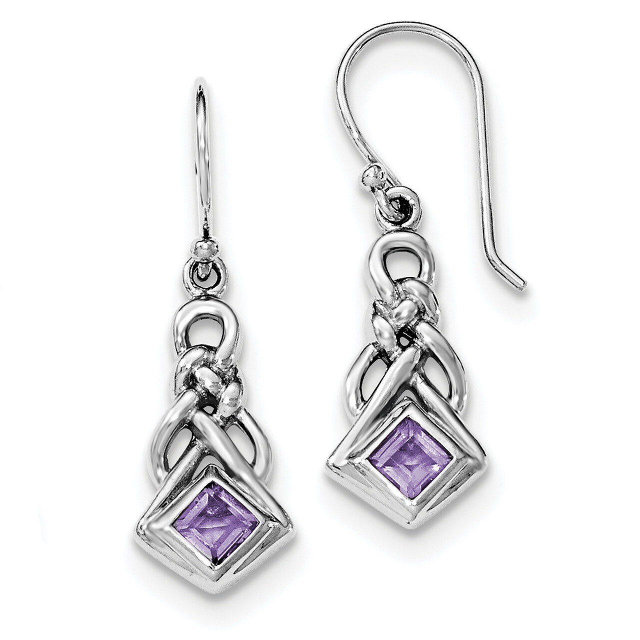 Amethyst Shepherd Hook Earrings Sterling Silver Rhodium-plated QE12635AM, MPN: QE12635AM, 191101844…