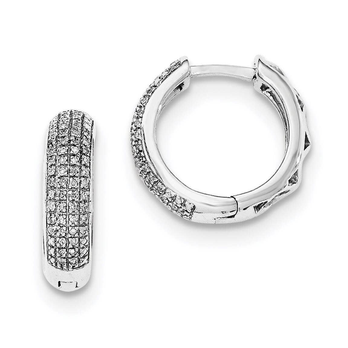 Diamond Hinged Hoop Earrings Sterling Silver Rhodium QE12642, MPN: QE12642, 191101487491