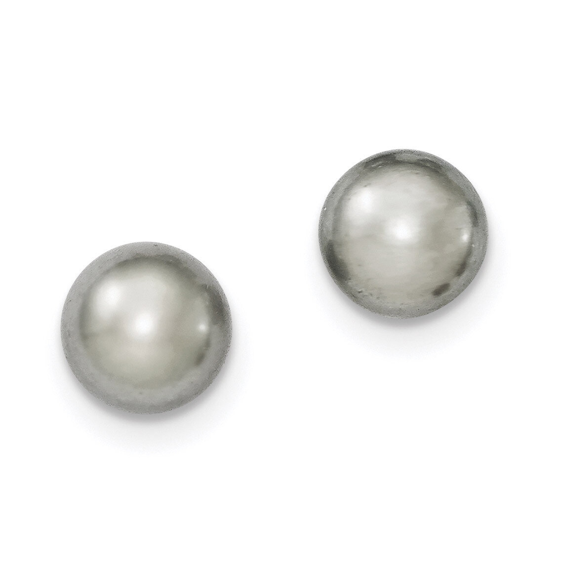 9-10mm Grey Freshwater Cultured Button Pearl Stud Earrings Sterling Silver QE12679