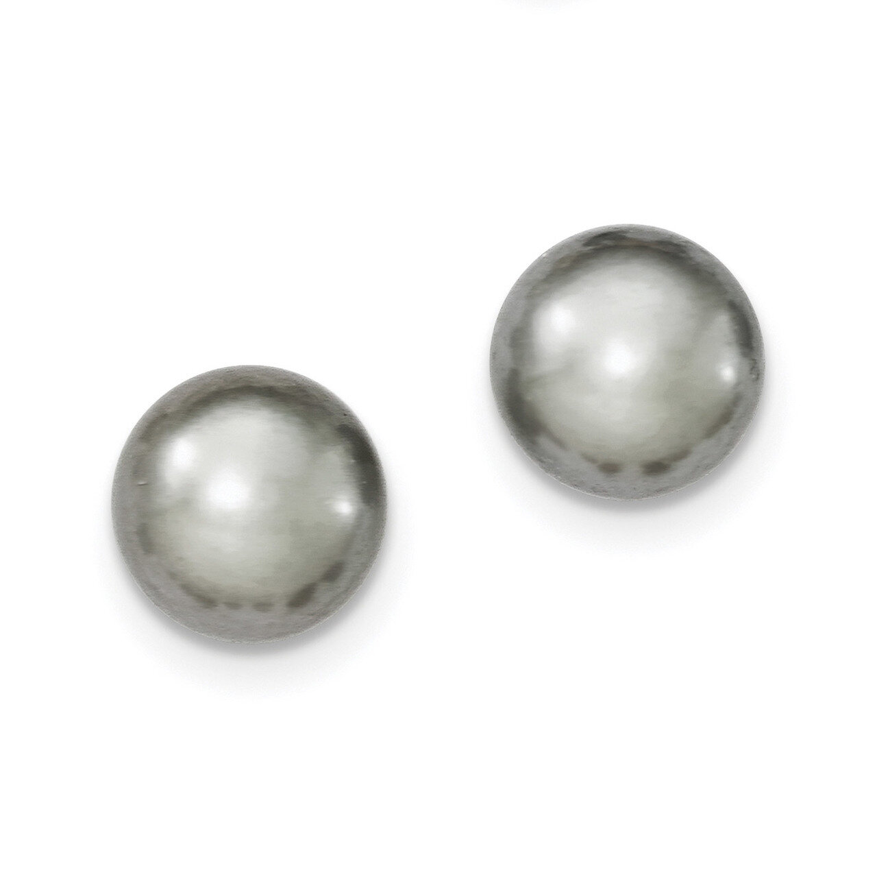 11-12mm Grey Freshwater Cultured Button Pearl Stud Earrings Sterling Silver QE12680