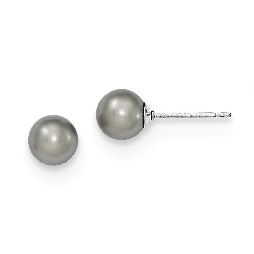 6-7mm Grey Freshwater Cultured Round Pearl Stud Earrings Sterling Silver QE12713, MPN: QE12713, 191…