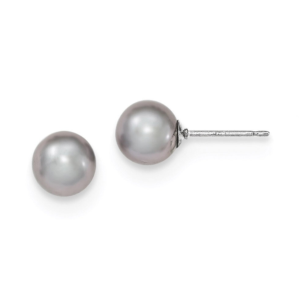 7-8mm Grey Freshwater Cultured Round Pearl Stud Earrings Sterling Silver QE12714, MPN: QE12714, 191…