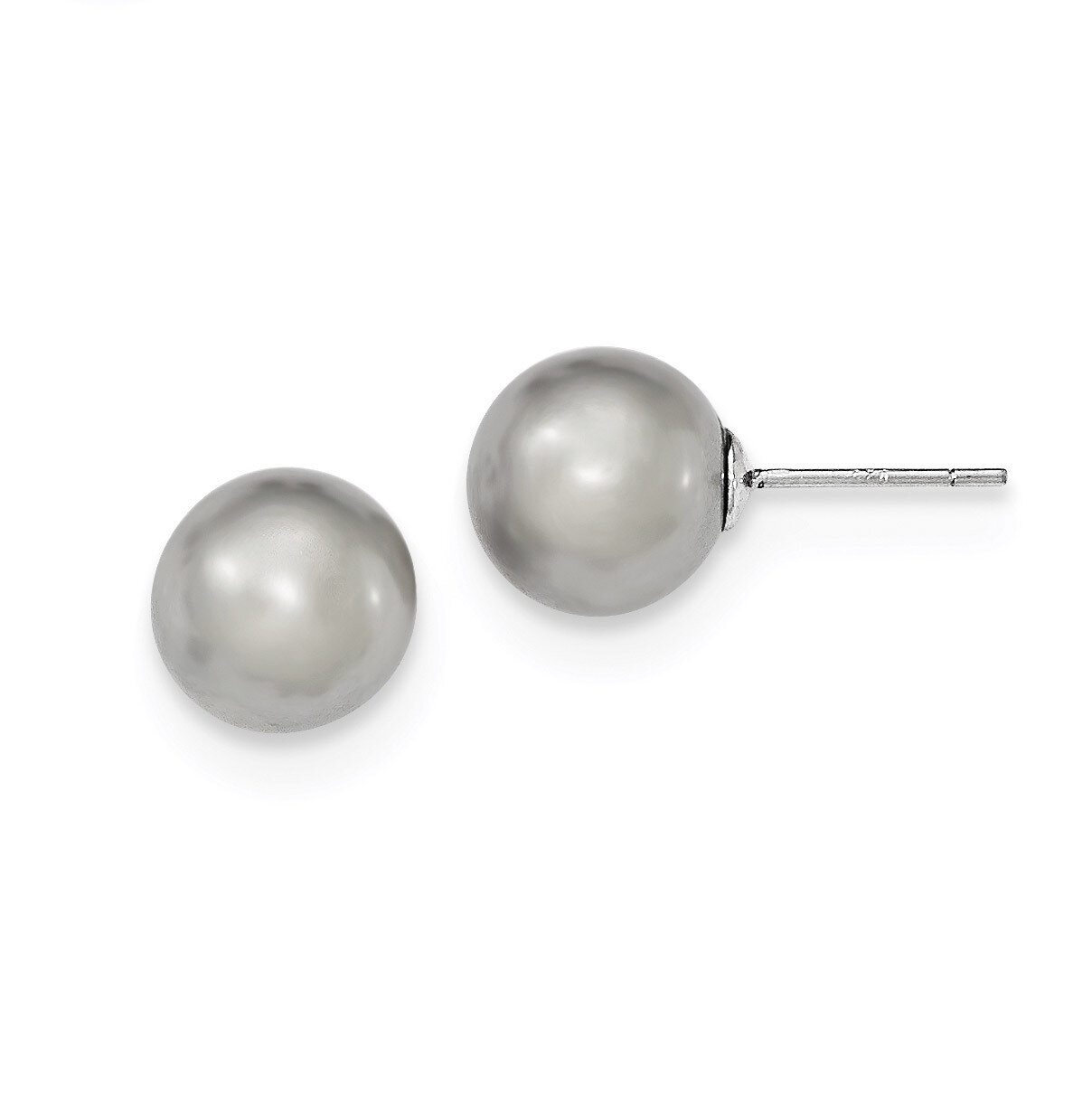 10-11mm Grey Freshwater Cultured Round Pearl Stud Earrings Sterling Silver QE12717, MPN: QE12717, 1…