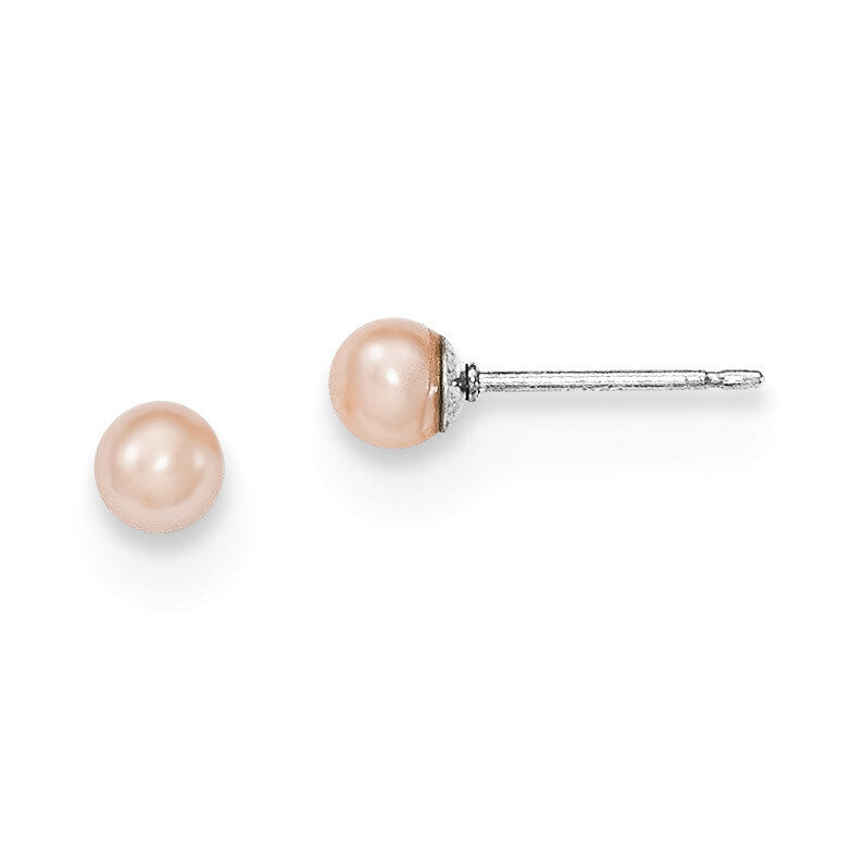 4-5mm Pink Freshwater Cultured Round Pearl Stud Earrings Sterling Silver QE12719, MPN: QE12719, 191…
