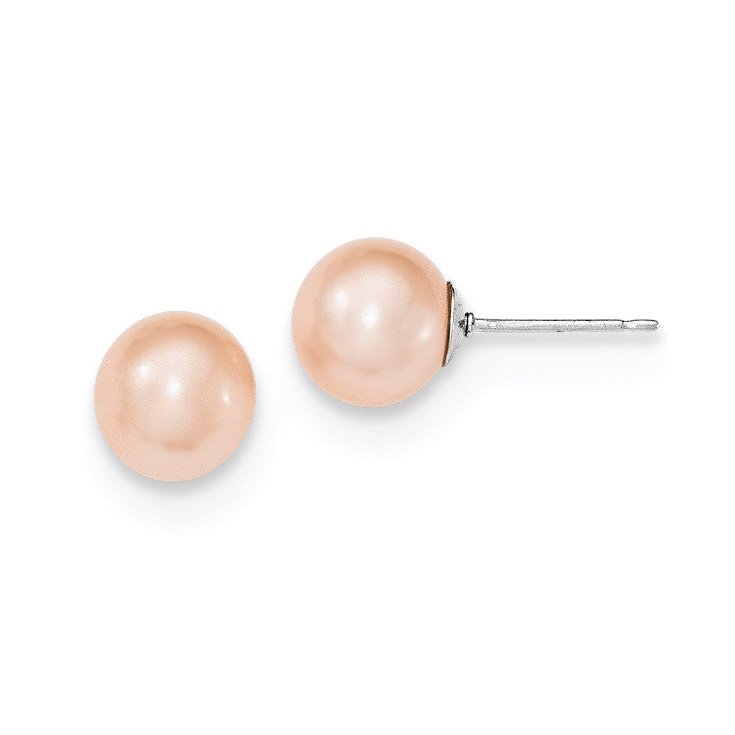 8-9mm Pink Freshwater Cultured Round Pearl Stud Earrings Sterling Silver QE12723, MPN: QE12723, 191…