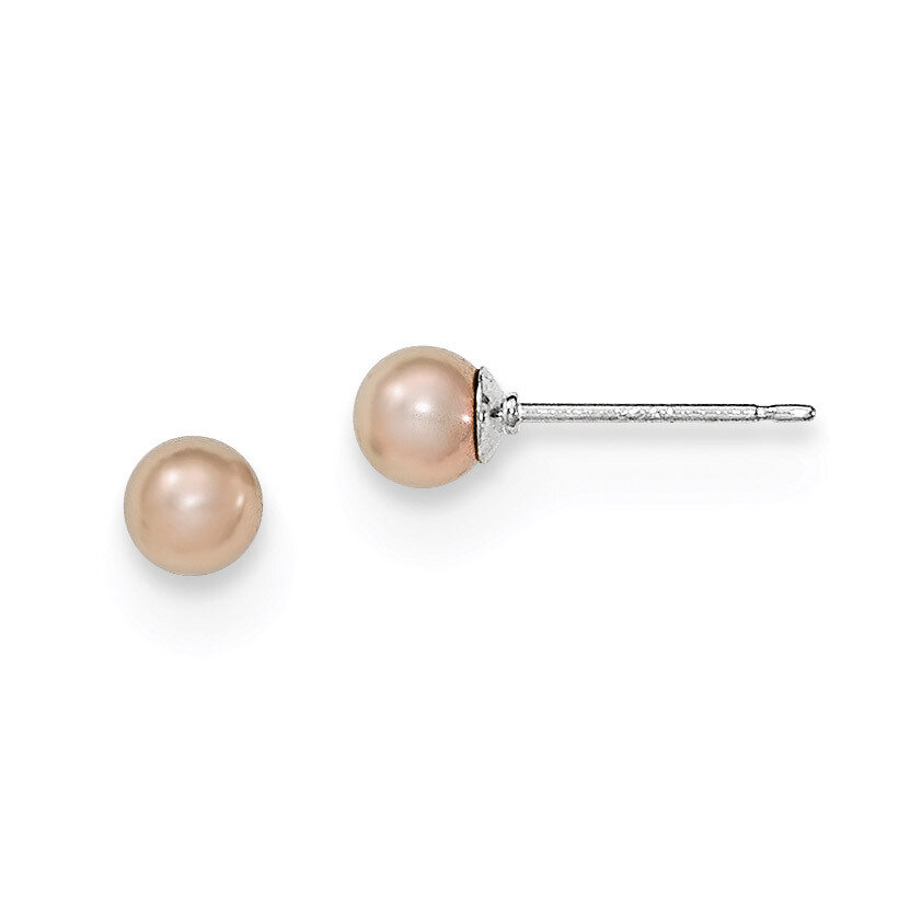 4-5mm Purple Freshwater Cultured Round Pearl Stud Earrings Sterling Silver QE12725, MPN: QE12725, 1…