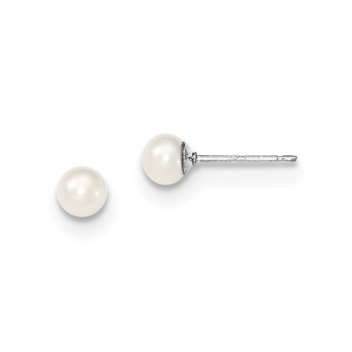 4-5mm White Freshwater Cultured Round Pearl Stud Earrings Sterling Silver QE12731, MPN: QE12731, 19…
