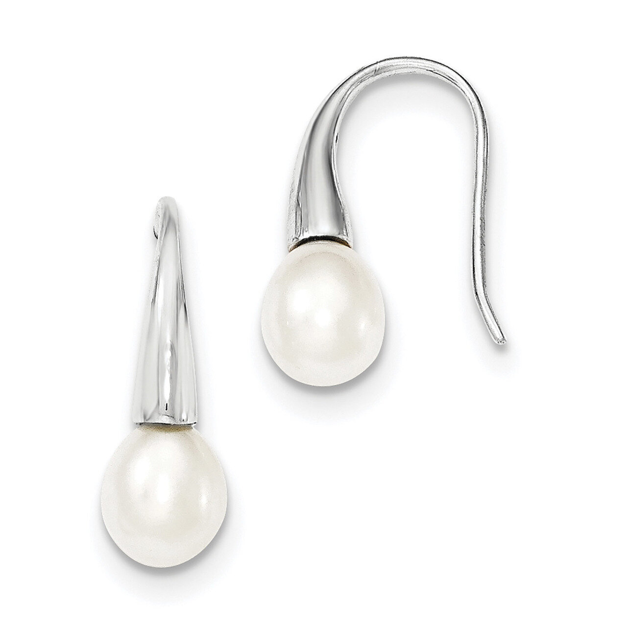 7-8mm White Freshwater Cultured Pearl Dangle Earrings Sterling Silver QE12764, MPN: QE12764, 191101…
