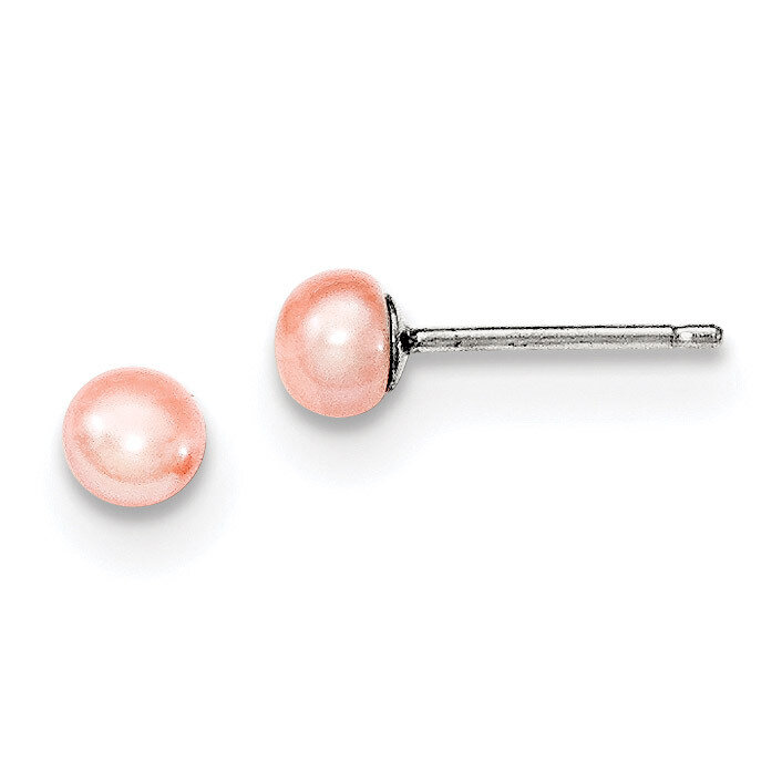 Pink 4-4.5mm Freshwater Cultured Pearl Post Earrings Sterling Silver QE12846, MPN: QE12846, 1911011…