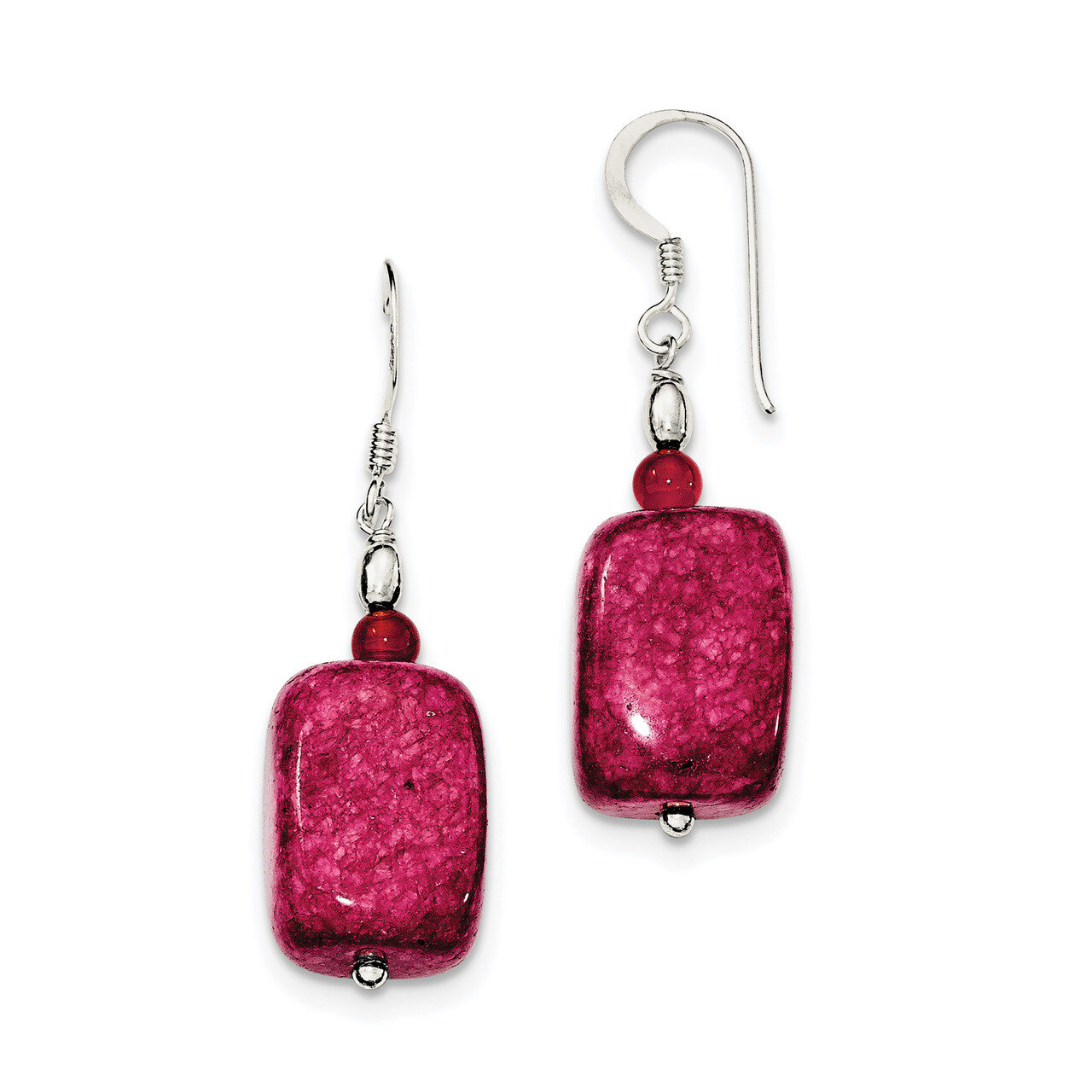 Carnelian and Red Jade Earrings Sterling Silver QE12854, MPN: QE12854, 191101319648