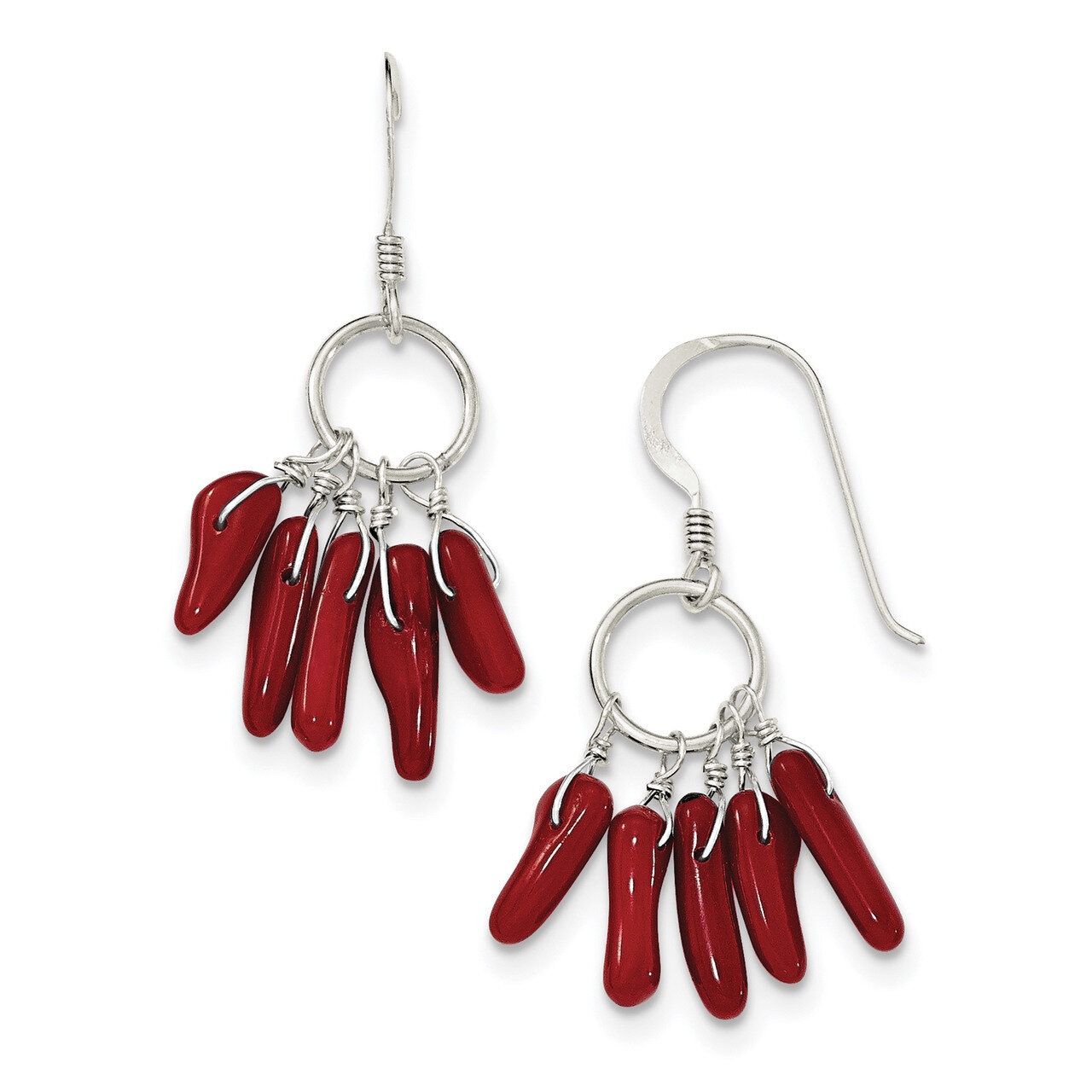 Red Coral Earrings Sterling Silver QE12864, MPN: QE12864, 191101319662