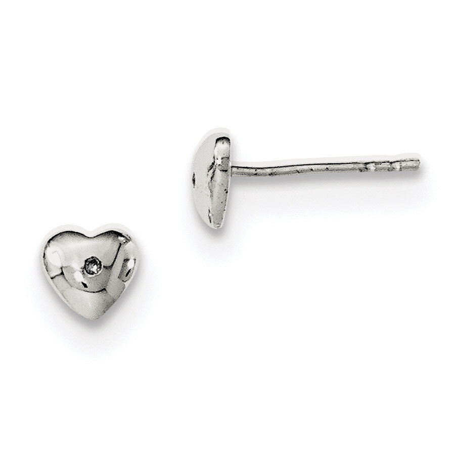 Diamond Heart Post Earrings Sterling Silver Rhodium-plated QE12893, MPN: QE12893, 191101110955