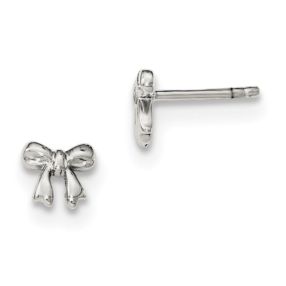 Bow Post Earrings Sterling Silver Rhodium-plated Polished QE12895, MPN: QE12895, 191101110962