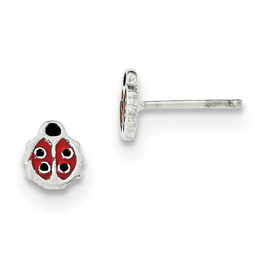 Enameled Ladybug Post Earrings Sterling Silver Polished QE12906, MPN: QE12906, 191101111006