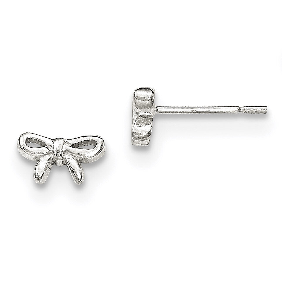 Bow Post Earrings Sterling Silver Polished QE12925, MPN: QE12925, 191101231278