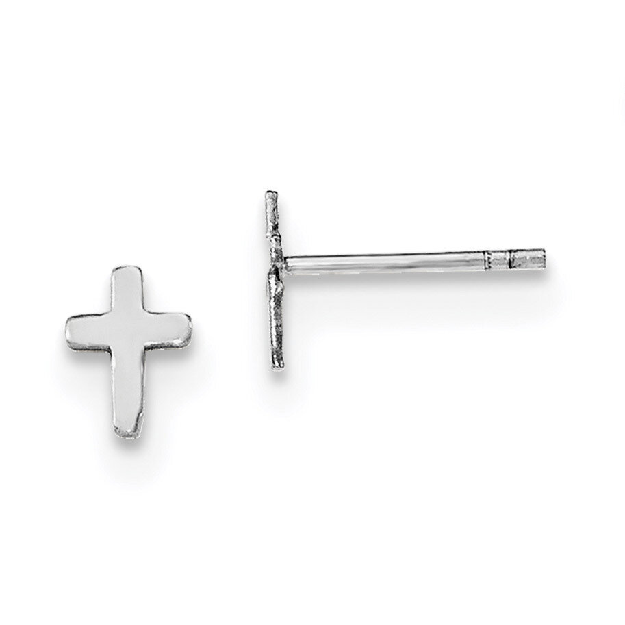 Cross Post Earrings Sterling Silver Rhodium-plated Polished QE12949, MPN: QE12949, 191101230684