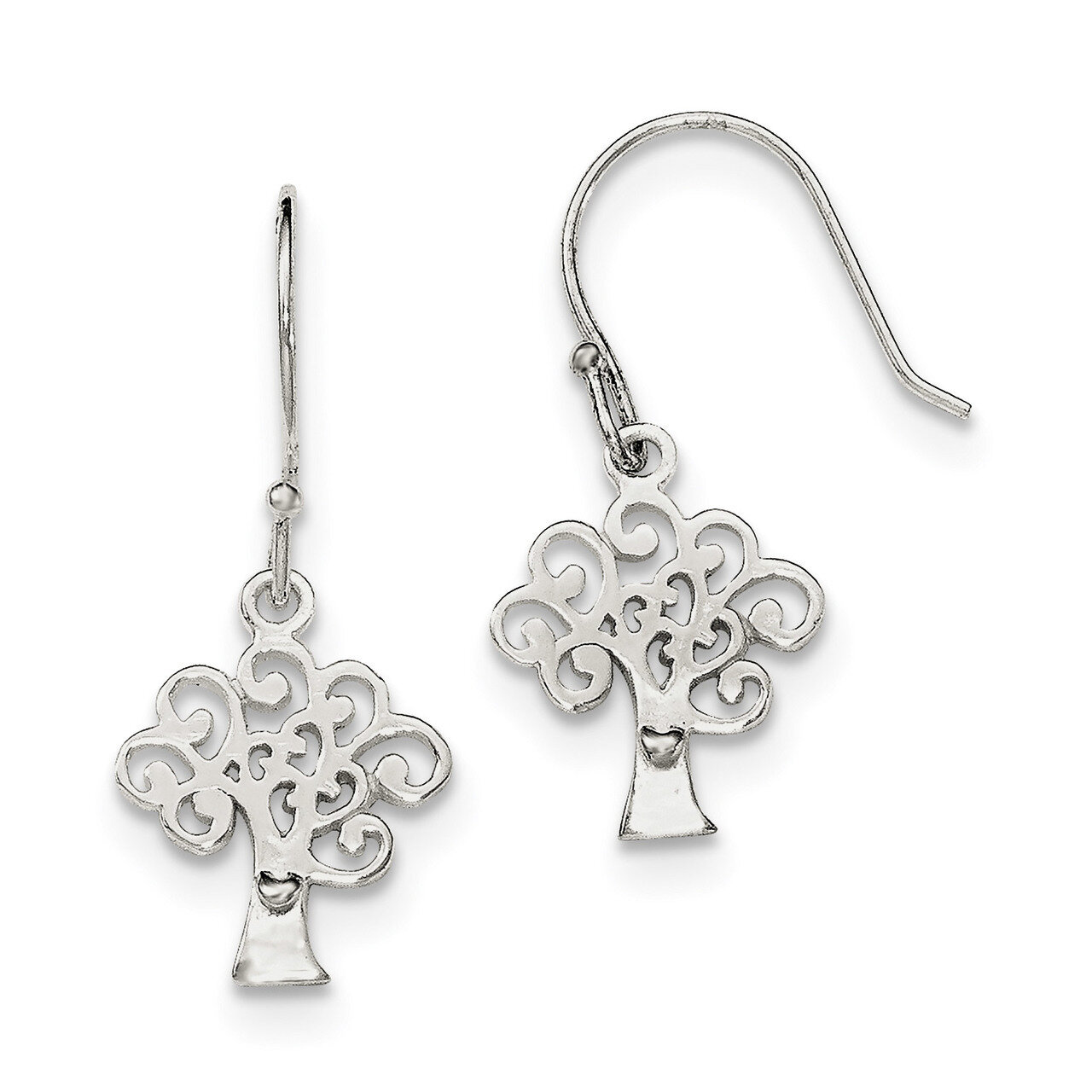 Tree Shepherd Hook Earrings Sterling Silver Polished QE12955, MPN: QE12955, 191101229749