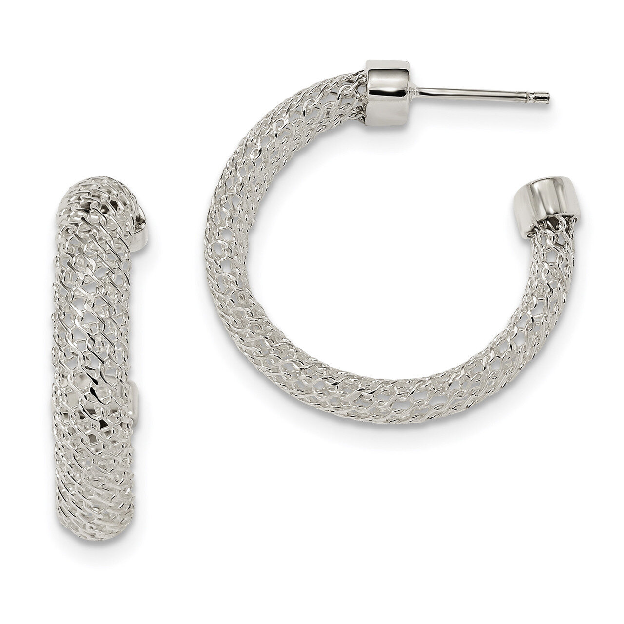 Mesh Post Hoop Earrings Sterling Silver QE13035, MPN: QE13035, 191101856570