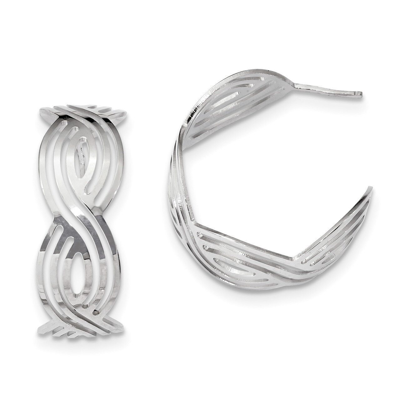 Post Hoop Earrings Sterling Silver Rhodium-plated Polished QE13043, MPN: QE13043, 191101206948