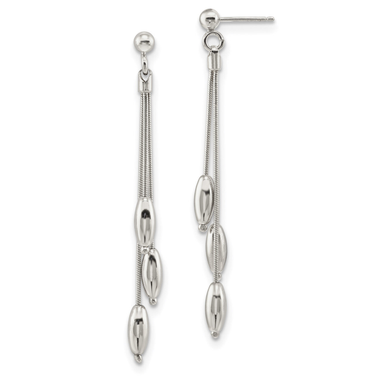 Dangle Post Earrings Sterling Silver Rhodium-plated Polished QE13058, MPN: QE13058, 883957950167