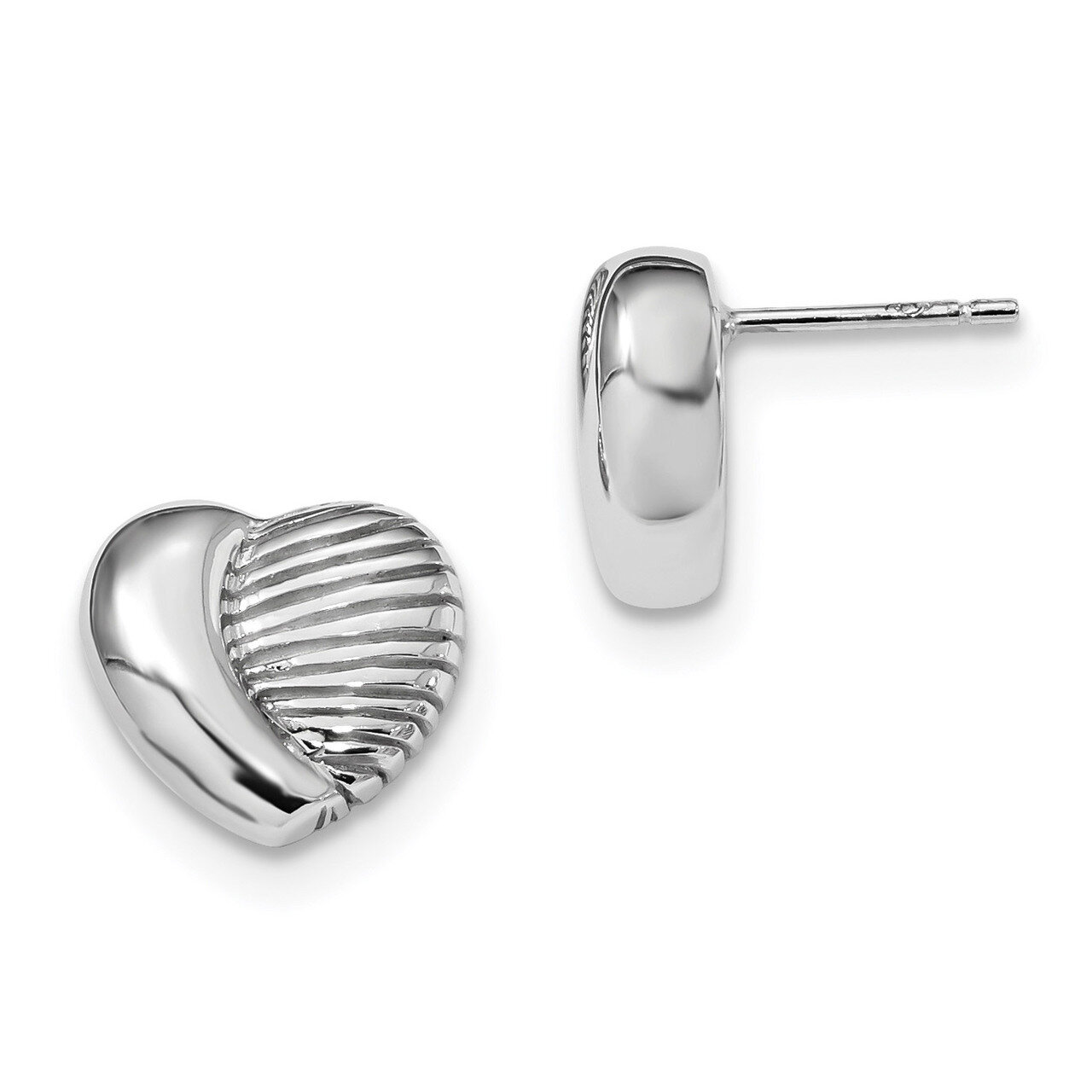 Heart Post Earrings Sterling Silver Rhodium-plated QE13069, MPN: QE13069, 191101206924